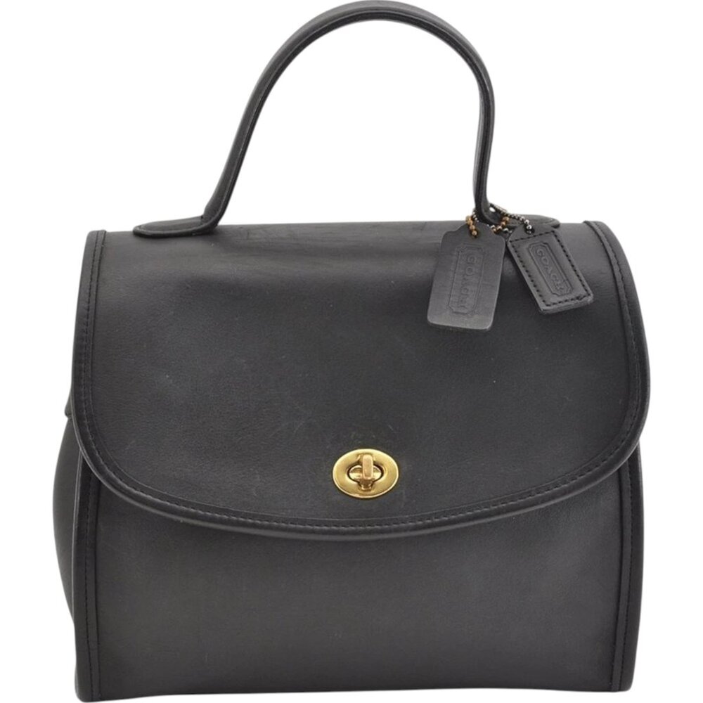 773228BU (L3) Coach Hand Bag 2 Way Black Leather - Picture 1 of 12
